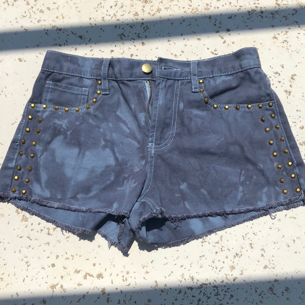 tie-die denim shorts